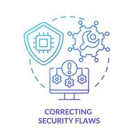 Correcting security flaws blue gradient concept icon vector