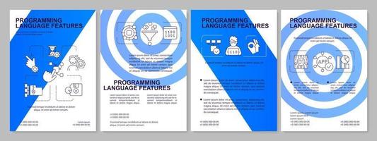 Programming language features blue brochure template vector