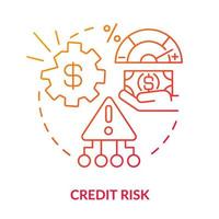 icono de concepto de gradiente rojo de riesgo de crédito vector