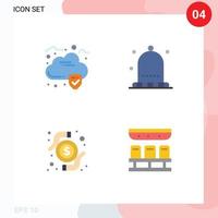 Set of 4 Commercial Flat Icons pack for cloud transaction autumn winter seats Editable Vector Design Elements