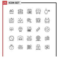 Set of 25 Modern UI Icons Symbols Signs for vehicles outline hiking land report Editable Vector Design Elements