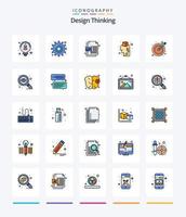 Creative Design Thinking 25 Line FIlled icon pack  Such As target. design. cdr format. idea. brainstorming vector