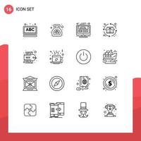 Universal Icon Symbols Group of 16 Modern Outlines of product cycle life cycle tax cycle website design Editable Vector Design Elements