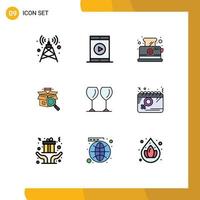 9 Creative Icons Modern Signs and Symbols of glasses e shopping bread online search box Editable Vector Design Elements