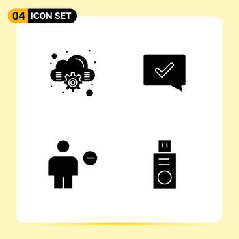 paquete de líneas vectoriales editables de glifos sólidos simples de nube eliminar aprobar éxito menos elementos de diseño vectorial editables vector