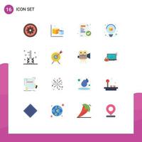 Modern Set of 16 Flat Colors and symbols such as media engine object idea bulb Editable Pack of Creative Vector Design Elements