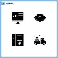 Pack of 4 Modern Solid Glyphs Signs and Symbols for Web Print Media such as app fridge develop face side by side Editable Vector Design Elements