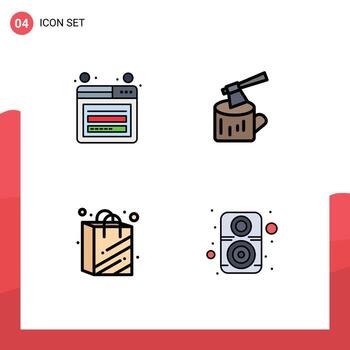 paquete de iconos de vector de stock de 4 signos y símbolos de línea para elementos de diseño de vector editables de computadora de madera web de bolsa de compras de cuenta