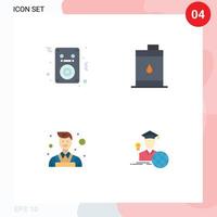 4 Universal Flat Icons Set for Web and Mobile Applications audio painter player finance graduation Editable Vector Design Elements