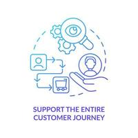 Support entire customer journey blue gradient concept icon vector