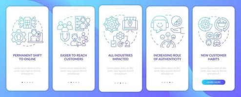 Digital first mindset is essential blue gradient onboarding mobile app screen vector