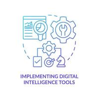 Implementing digital intelligence tools blue gradient concept icon vector