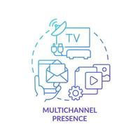 Multichannel presence blue gradient concept icon vector