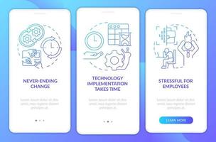 Digital transformation cons blue gradient onboarding mobile app screen vector