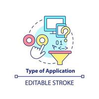 tipo de icono de concepto de aplicación vector