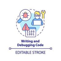 Writing and debugging code concept icon vector