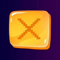 Multiplication sign glossy ui button with pixelated icon vector