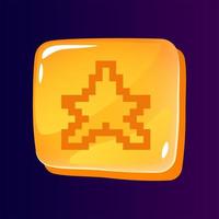 Star glossy ui button with pixelated icon vector