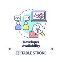 icono del concepto de disponibilidad del desarrollador vector