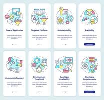 Programming language choice onboarding mobile app screen set vector