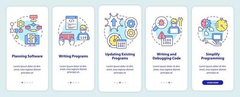 Programming skills onboarding mobile app screen vector