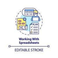 Working with spreadsheets concept icon vector