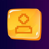 Avatar glossy ui button with pixelated icon vector