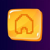 Home glossy ui button with pixelated icon vector