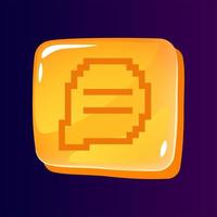 Message in chat glossy ui button with pixelated icon vector