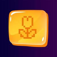 Flower glossy ui button with pixelated icon vector