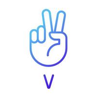 Letter V in ASL system pixel perfect gradient linear vector icon