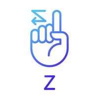 Signing letter Z in ASL pixel perfect gradient linear vector icon