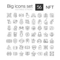 NFT RGB linear icons set vector