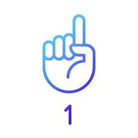 Digit one in ASL pixel perfect gradient linear vector icon