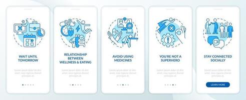 Care for yourself blue onboarding mobile app screen vector