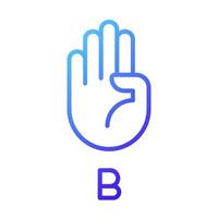 Letter B in American sign language pixel perfect gradient linear vector icon