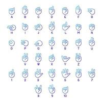 American sign language pixel perfect gradient linear vector icons set