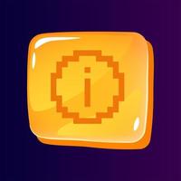 Informational service glossy ui button with pixelated icon vector