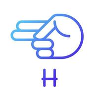 Signing letter H in ASL pixel perfect gradient linear vector icon