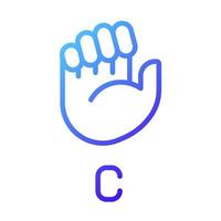 Sign for letter C in ASL pixel perfect gradient linear vector icon