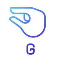firmar para la letra g en asl pixel perfecto gradiente lineal vector icono