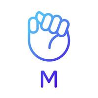 Letter M in American sign language pixel perfect gradient linear vector icon