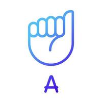 Letter A in American sign language pixel perfect gradient linear vector icon