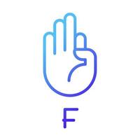 Letter F in American sign language pixel perfect gradient linear vector icon