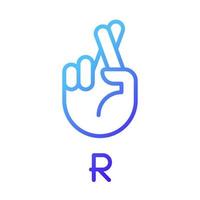 Letter R in American sign language pixel perfect gradient linear vector icon