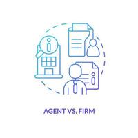 Choose between agent and firm blue gradient concept icon vector