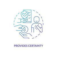 Provide certainty blue gradient concept icon vector