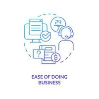 Ease of doing business blue gradient concept icon vector