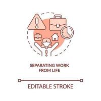 Separating work from life terracotta concept icon. Set boundaries. Avoid burnout abstract idea thin line illustration. Isolated outline drawing. Editable stroke. Arial, Myriad Pro-Bold fonts used vector