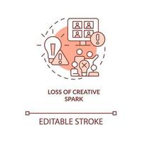 Loss of creative spark terracotta concept icon. Shortage of teamwork abstract idea thin line illustration. Isolated outline drawing. Editable stroke. Arial, Myriad Pro-Bold fonts used vector